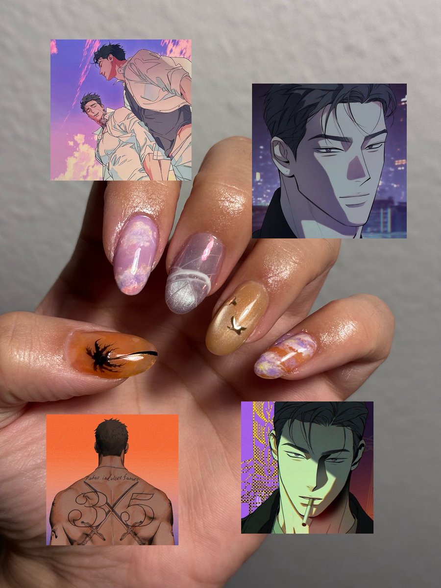 tiiansm's tweet photo. I did my nails today inspired by my favourite manhwa Wet Sand! 🥹@dkbyak https://t.co/FV2ecKLkE6