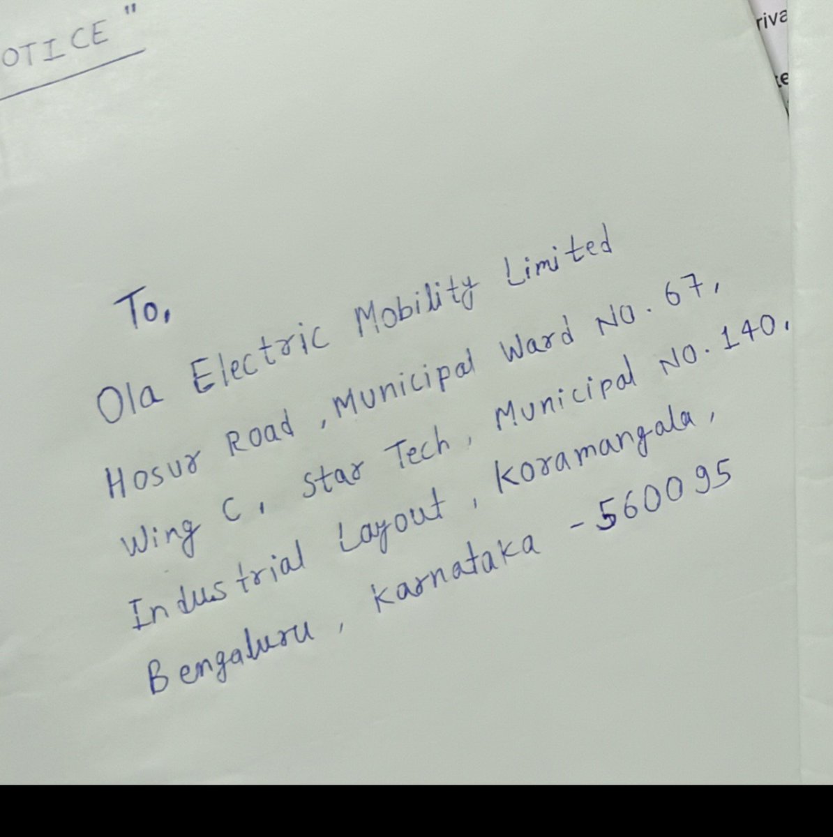 Sanjay0sanj's tweet photo. @pmsavalia20ca @OlaElectric @bhash Ola ka address n ? For legal notice https://t.co/VQ10A2dPuV