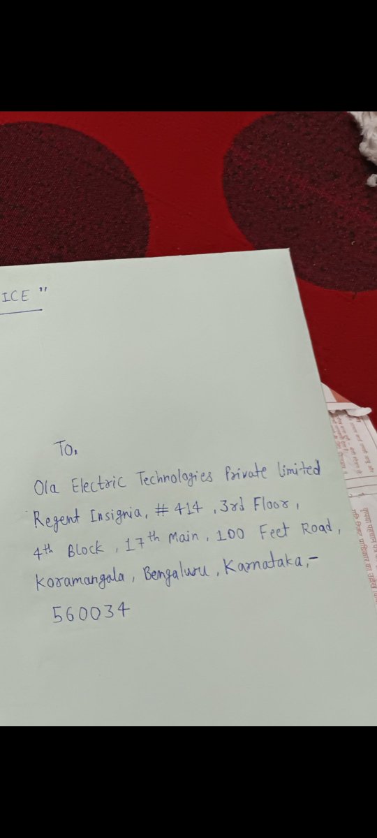 Sanjay0sanj's tweet photo. @pmsavalia20ca @OlaElectric @bhash Ola ka address n ? For legal notice https://t.co/VQ10A2dPuV