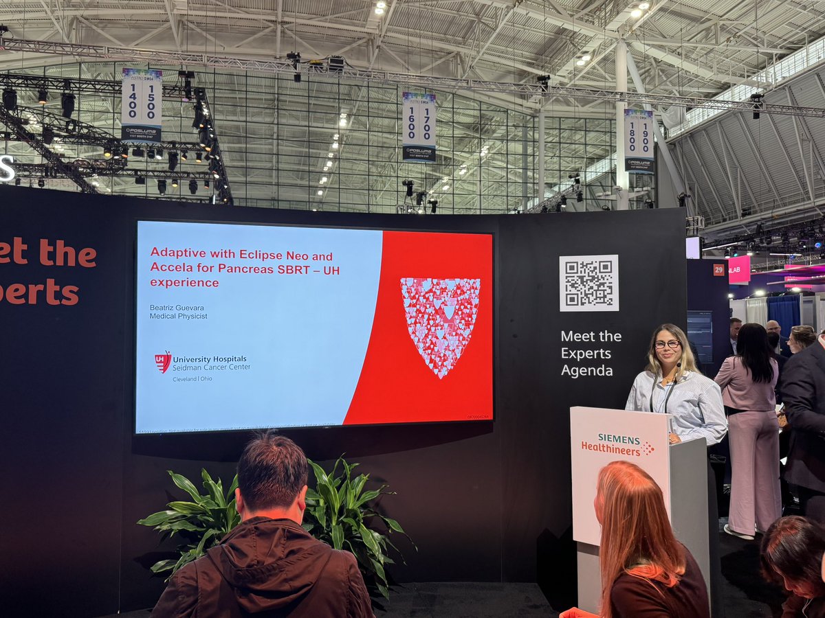 lauren_henke's tweet photo. Front row seats to watch @Betyguevarasoto at the @SiemensHealth booth meet the experts for #ACCELA pancreas SBRT, from patients on the #SPEEDTrial ! @RadOncUH https://t.co/DfqauBt9G6