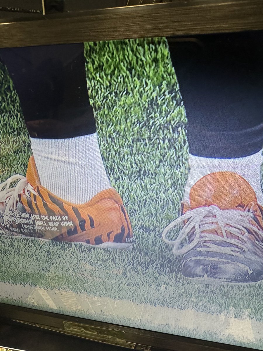 kirkmorrison's tweet photo. Jack Bech wearing cleats in warmups honoring his brother Tiger Bech who was tragically killed in New Orleans in January of 2025. https://t.co/qvDddwHBK8