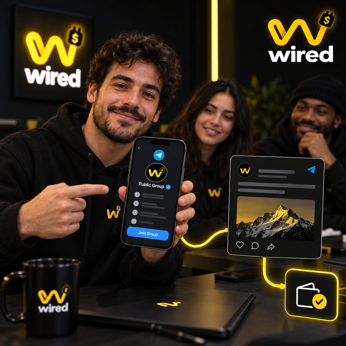 wiredupbnb's tweet photo. Your Telegram group finds the plays, checks the contracts, and keeps everyone informed.

Now the community itself can become the fee recipient.

An administrator publishes Wired’s one-time verification challenge inside the selected public channel or group. After verification, they bind the community’s payout wallet and access supported creator fees.

What would your group fund with them?