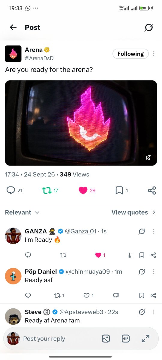 Ganza_01's tweet photo. @Jaspeeroo @ArenaDsD Following with nots on
I'm readyyyy🔥🔥🔥 https://t.co/WgIjHgBZ1q