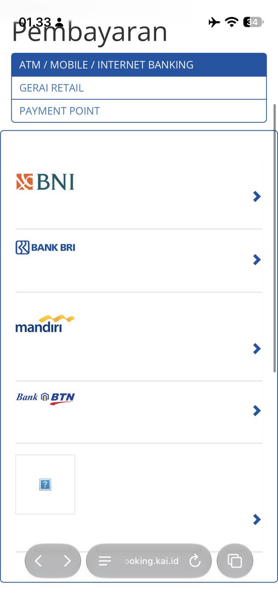 preziosu's tweet photo. @KAI121 min ini pilihan paymentnya gada bank lainnya kah? qris juga gafa? https://t.co/M1lUV52oaE