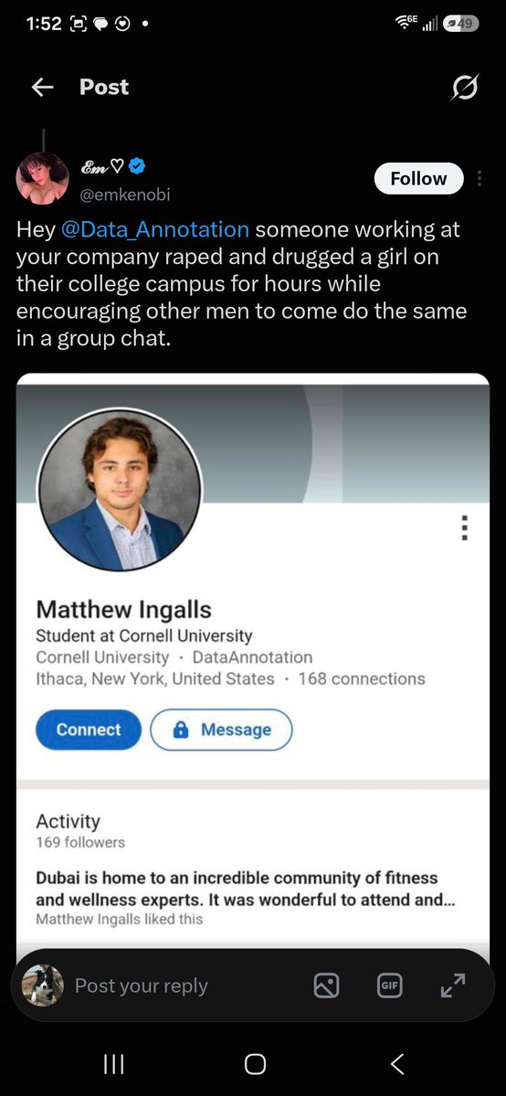 GTbbfan's tweet photo. @omgsidewalks And the companies that are hiring the Cornell gang rapists @WellsFargo @@Data_Annotation &amp; Glenfarne Group.
#ScottyNorris / #ScottNorris #MatthewIngalls  #DiegoSarabia https://t.co/HAnu7O4yh1
