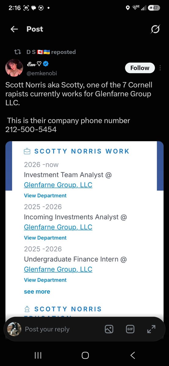 GTbbfan's tweet photo. @omgsidewalks And the companies that are hiring the Cornell gang rapists @WellsFargo @@Data_Annotation &amp; Glenfarne Group.
#ScottyNorris / #ScottNorris #MatthewIngalls  #DiegoSarabia https://t.co/HAnu7O4yh1