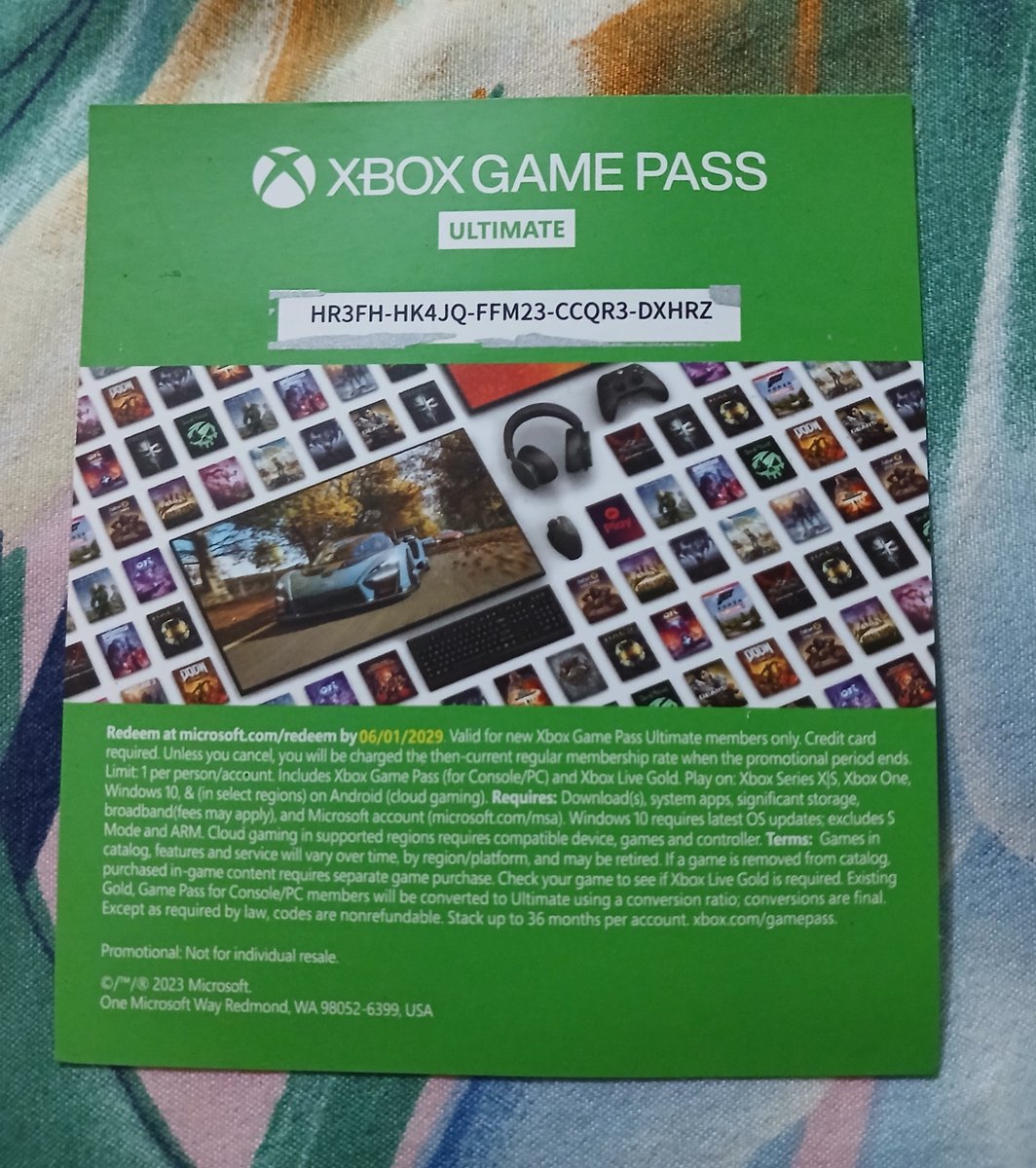 Tiopegkly's tweet photo. Codigo de Game Pass ultimate para el que le sirva xD me vino en un control que compre pero por temas de region no me sirve y soy demasiado flojo para buscar alguna solución, asi que aqui esta por si a alguien le sirve uwu #xbox #gamepass #codigo https://t.co/YvNhXBrw4o