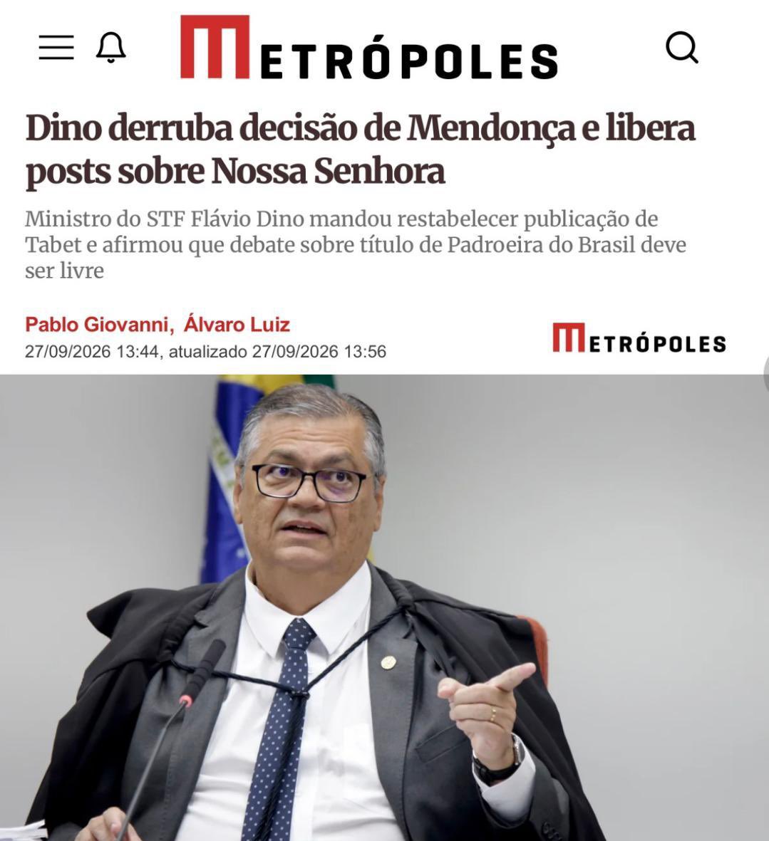 delegadoramagem's tweet photo. Ainda resta alguma dúvida sobre a destruição da Justiça?

Um grupo de ministros empenhado em proteger um sistema de abuso de poder, ilegalidades, perseguições e enriquecimento ilícito.

Flávio Dino, sem hesitar, devolve às redes um fato indiscutivelmente falso, uma mentira criminosa, construída sobre a fé do povo, a sete dias da eleição. Oportunismo e estelionato eleitoral.

Arbitrariamente atropelou a lei processual e material. O único fundamento é o desespero de manter Lula no poder.

Isso já ultrapassou há muito a interferência ilícita. O STF, da forma como se estruturou, não pode mais existir. Pelo bem do Brasil.