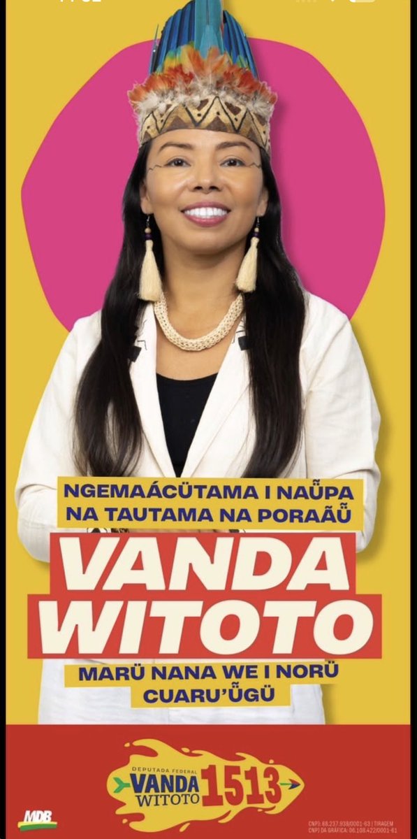 MayconMEDVET's tweet photo. A melhor candidata daqui do Amazonas para deputada Federal passando na sua timeline, não esqueçam dia 04 de outubro é Vanda Witoto! https://t.co/oqvZFgPDQb