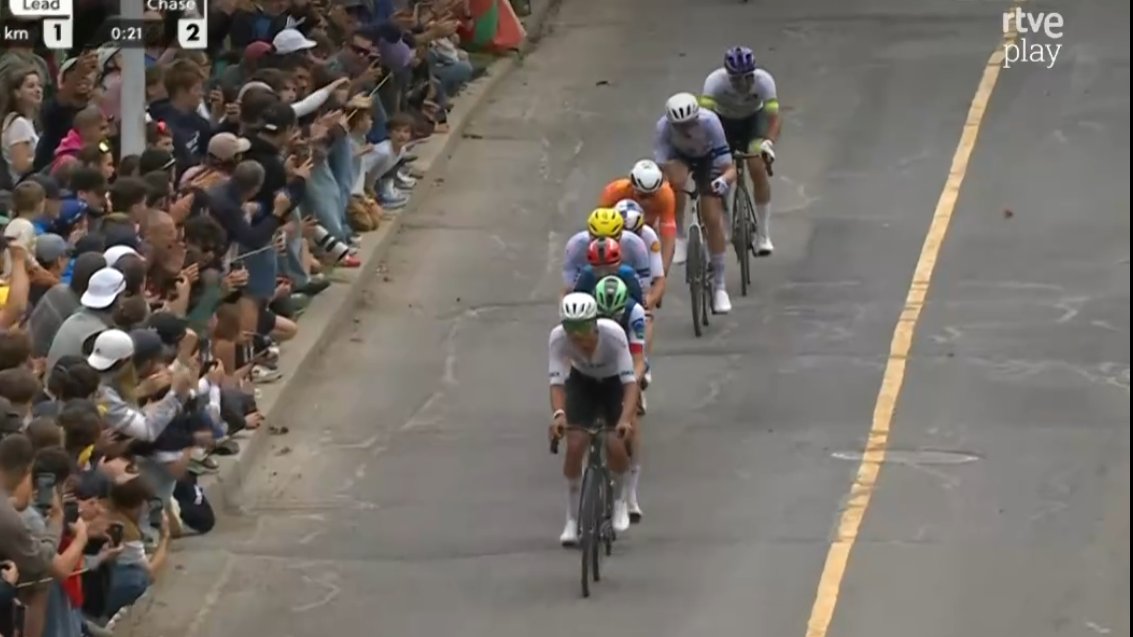 TopCiclista's tweet photo. Atacó Del Toro y llegaron a cabeza.

Un ataque dejó la cabeza en 8:
Del Toro, Seixas, Ciccone, Van der Poel, Mcnulty, Jorgenson, Matthews y Pidcock, con Brandon atacando.

A 15'' Roglic, Healy y Simmons, con el grupo de Remco, Ayuso, Onley o Scaroni  a 1'.
🏁30 km #Montréal2026 https://t.co/Rq6LcQwWPC