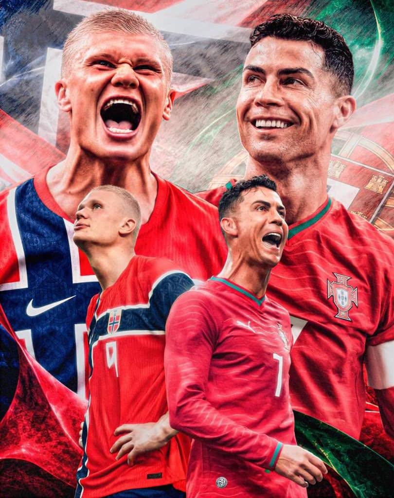 MadrRed_'s tweet photo. "Like Father, Like Son" 🙂‍↔️ 

Let's Get The Goal Machines Started 😅🔥
#portugal #Norway #Ronaldo #Haaland https://t.co/51uLQckDMq