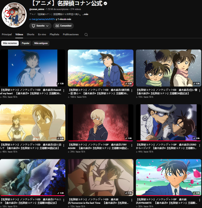 ConanLatino's tweet photo. 🔴En el canal de Detective conan estan subiendo todos y cada uno de los openings y endings cantados por Mai Kuraki, sin embargo en buena calidad y sin textos, por fin estan en youtube 🔥🔥🔥🔥🔥

#DetectiveConan

https://t.co/Xo8k607dGq https://t.co/OWaUuHS16Z