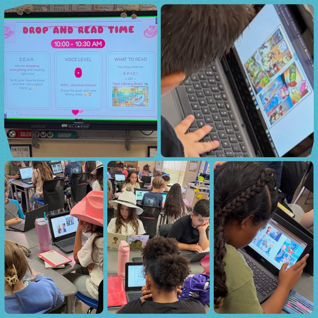 LBJelementary's tweet photo. Ms. Stubbs 4th Graders enjoying time to read during the HEB Big 3 Reading Marathon! It’s also Dolly Day! Students had the opportunity to read about her life and the impact she made! 2026 Read 3 Big Texas Read In⭐️ #Read3ReadIn #HEB 📚@HEBexcellence @HEB @LBJelementary @EctorCountyISD