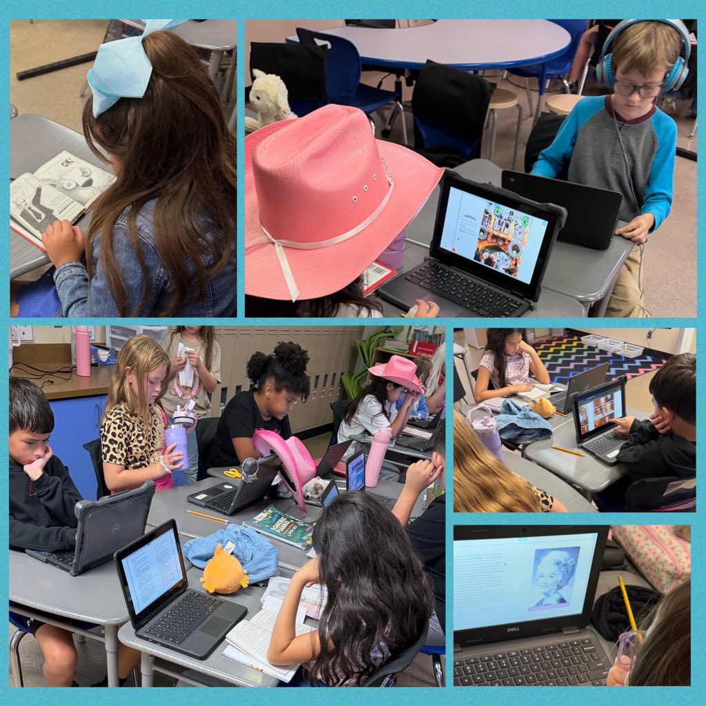 LBJelementary's tweet photo. Ms. Stubbs 4th Graders enjoying time to read during the HEB Big 3 Reading Marathon! It’s also Dolly Day! Students had the opportunity to read about her life and the impact she made! 2026 Read 3 Big Texas Read In⭐️ #Read3ReadIn #HEB 📚@HEBexcellence @HEB @LBJelementary @EctorCountyISD