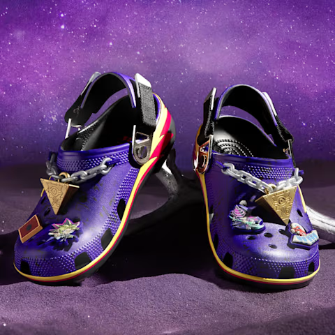 nerdist's tweet photo. Ride a wave of 2000s nostalgia with these Yu-Gi-Oh! Crocs https://t.co/gWsgGTSDr2 https://t.co/CmpjEqNOxF