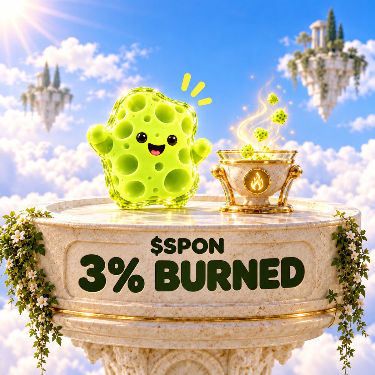 spononpons's tweet photo. 3% of $SPON’s original supply burned.  🧽

We made an engine built to make every existing and new holder's $SPON more exponentially valuable in time.

[██████░░░] → 5% https://t.co/W8HwJf0rpY