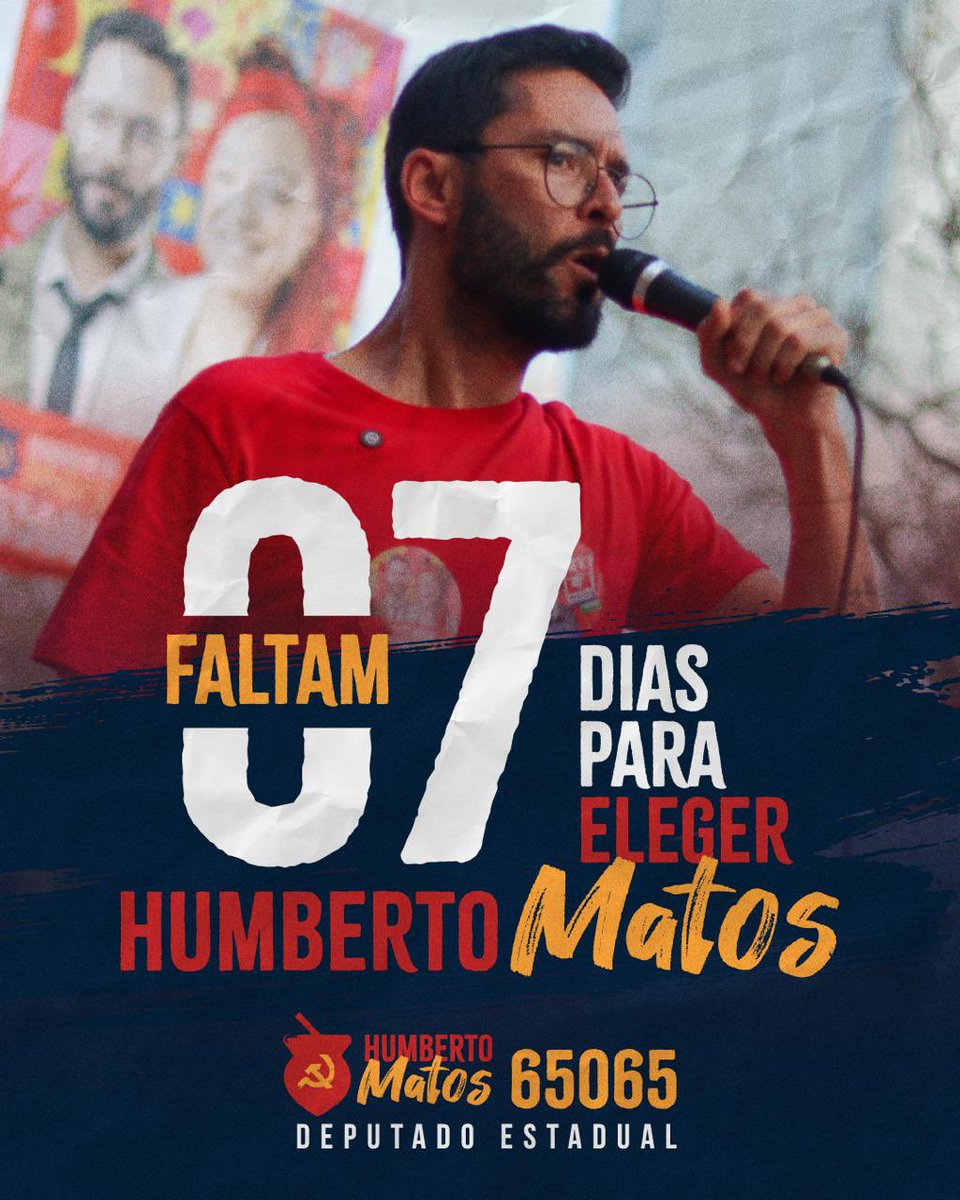 H1SaiaDaMatrix's tweet photo. Faltam 7 dias para fazermos história e colocarmos um COMUNISTA na Assembléia Legislativa do Rio Grande do Sul! Vote 65065 Humberto Matos Deputado Estadual https://t.co/4LU0SgNBeY