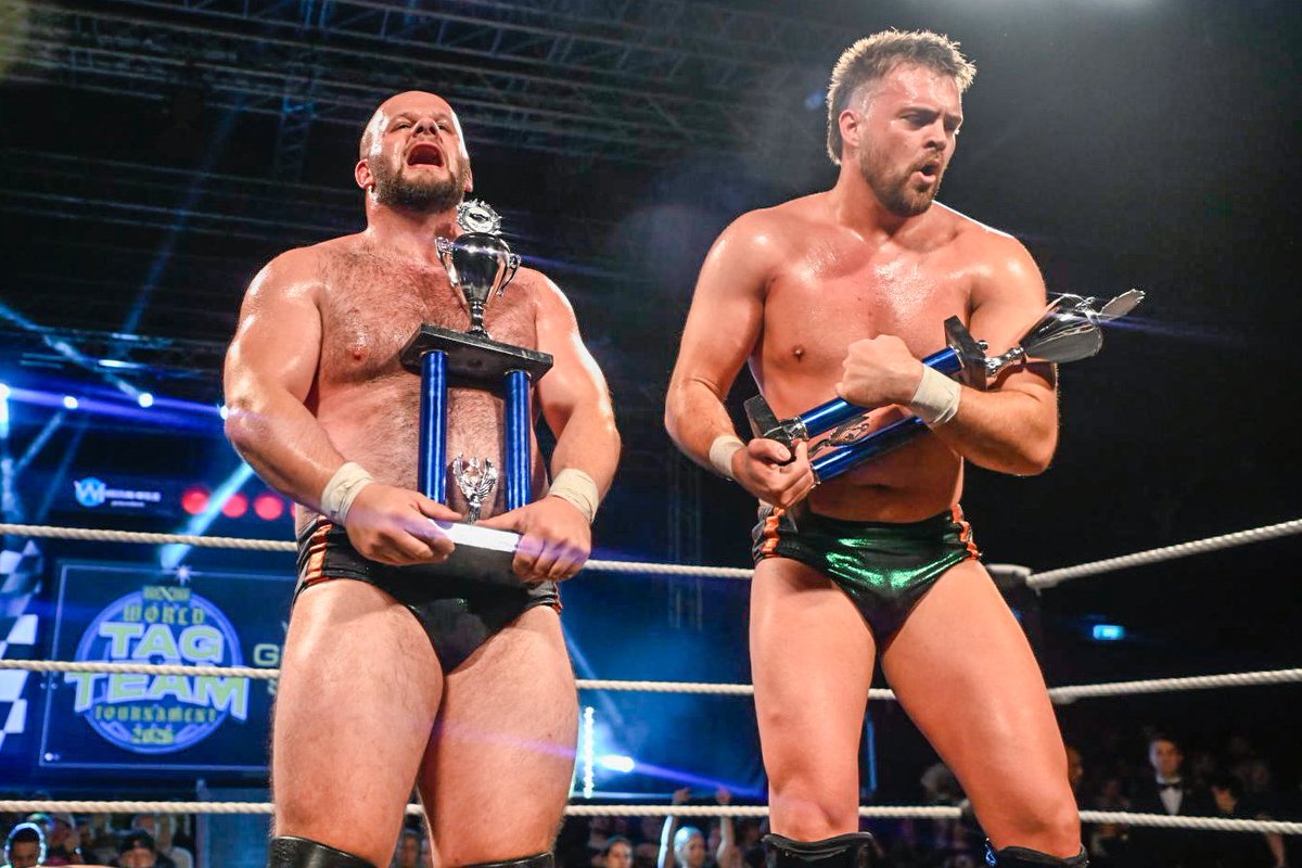 wXwGermany's tweet photo. 🏆 History made!

Greedy Souls (@dannyjoneswres & @Bronco_PW) defeated Hyperactive to win the World Tag Team Tournament at #wXwGrandPrix.

They become the first team ever to win the tournament in back-to-back years.

📺 Watch Day 3 live on YouTube with Channel Membership or on @myaewofficial.

YouTube 
🇩🇪 https://t.co/pSVqWFuzQD
🇬🇧 https://t.co/WKY4BQxhOT

MyAEW
🇬🇧 https://t.co/QVU2TBTLQE

Pic by @BeautyInCombat