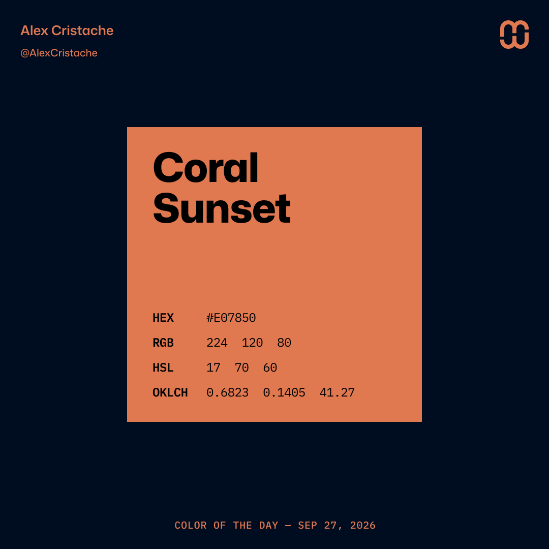 AlexCristache's tweet photo. "Coral Sunset" – E07850 – is our Color of the Day.
The sun loves to put on a show when going down.
#ColorOfTheDay #ColorInspiration https://t.co/mciKLz9p4O