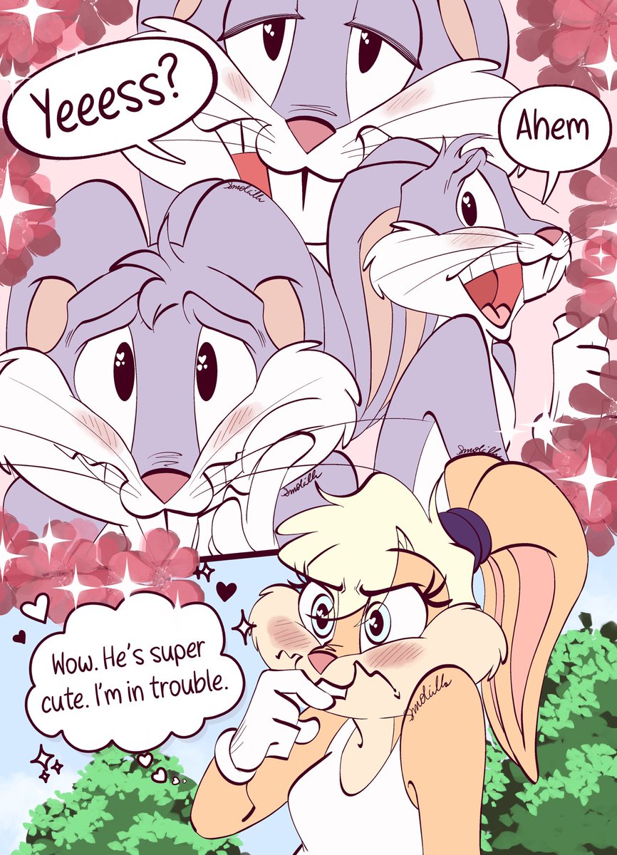smolcilla's tweet photo. How Lola’s inner mind looked after meeting Bugs for the first time in SJ1 🤣💕💕 #LooneyTunes #BugsBunny #LolaBunny #BugsxLola #Fanart https://t.co/JHmIixxjoq