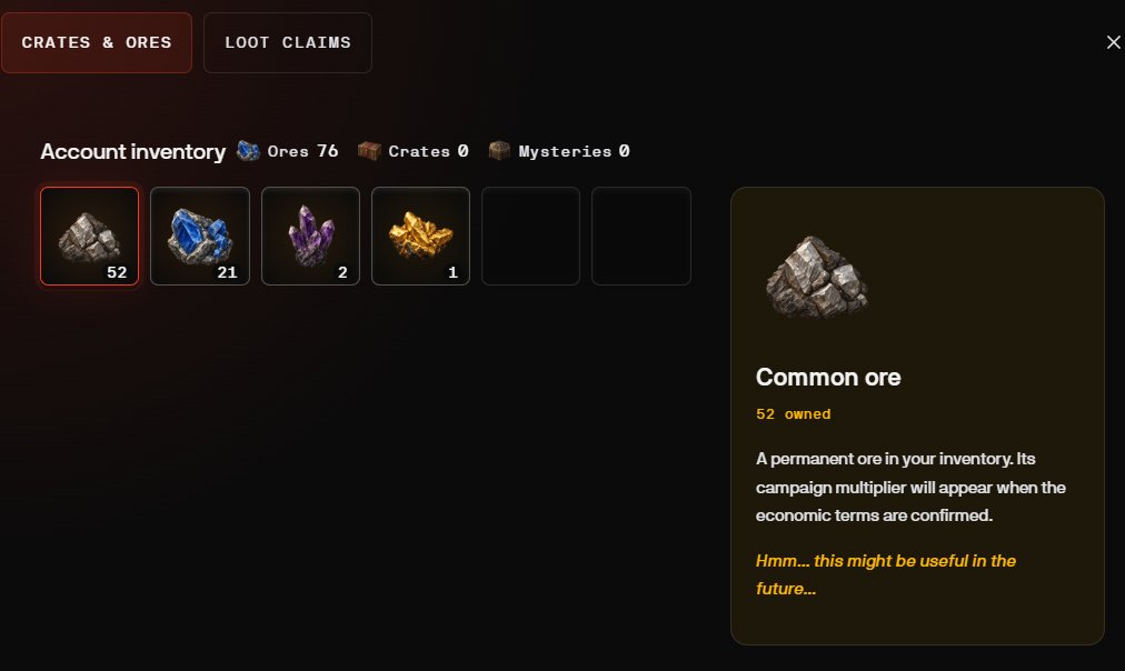 TTedz__'s tweet photo. ur collecting VP point and Ores, but for why?

Here's what's actually happening on Legion's "The Road":

VP (Valor Points) is your grind currency. You earn it by finishing quests, raids, and content tasks on The Republic.

Ores are the loot you collect along the way (common, rare, epic, legendary). They're permanent and separate from VP.

So what's the point of stacking both?

When a token sale opens allocation (like Jumper ' s solana:Aybt5BWuW6kMNt7Jk1UmSgLzpEKev5pEnh82TA5rpump), you commit your VP into a weighted raffle for real $ allocation. Your odds depend on a formula:

Draw Weight = VP x (Ore multiplier + Referral multiplier + OG History multiplier + Squad multiplier)

More VP, plus higher multipliers, means better odds of an early rank in the raffle. Better rank means better shot at a bigger allocation.

Ores specifically boost your multiplier like this:

Ore (cap 10x), starts at 1x
Common +0.05x
Rare +0.20x
Epic +0.75x
Legendary +2.00x
So every ore you hold literally increases your draw weight, on top of your VP.
Once VP is committed to a raffle it's locked, no pulling it back out. And a good rank still doesn't guarantee an allocation, just better odds.
TL;DR: grind quests and raids for VP, hold onto ores for the multiplier, then stake both together when allocation opens.
Currently sitting at 3130 VP, with 52 common, 21 rare, 2 epic, and 1 legendary ore, that's already maxed the ore multiplier at the 10x cap.