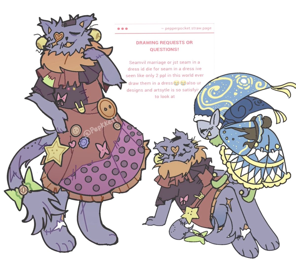 pepkkett's tweet photo. https://t.co/gD21MzFywo YES THANK YOU ANON, we do NEED more Seam in a dress!!
This was originally supposed to be a normal dress then I just decided to decorated them! Oh and jevil is there too ig #seavil #seam https://t.co/9Wq05WBlz3