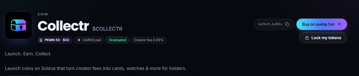 LivestreamMafia's tweet photo. MASSIVE NEWS & UPDATE for @collectrgg 

You can now lock your tokens through the Collectr coin page via @streamflow_fi . Locked tokens earn a scaled extra percentage of the token rewards towards your next pack openings!

You still EARN REWARDS while your tokens are LOCKED!

In other news. 6% of the $COLLECTR token has been BURNED!
