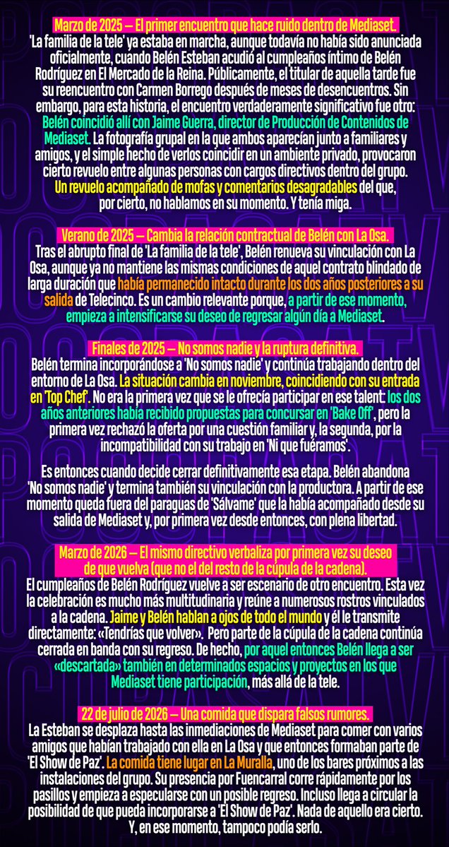 Pocopasatv's tweet photo. Lo de Belén Esteban en Mediaset y todo lo que ha pasado en los últimos tiempos dentro y fuera de la cadena. (Lo vais a captar todo. Lo sabemos 😜)

Una vuelta deseada por unos y frenada por otros hasta el último minuto: de «la tele no me quiere» al 18,7% de #DeViernes en 7 días. https://t.co/Urw25UCG9s