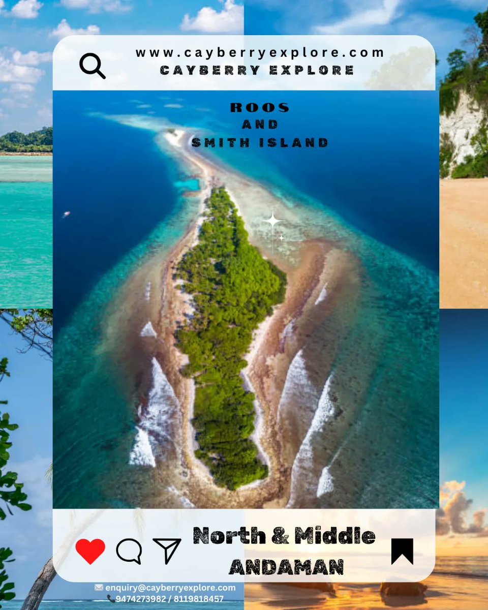 elliethompsongv's tweet photo. Ross and Smith are two beautiful islands connected by a sandbar, forming one island group. Explore the Andaman Islands with CayBerry Explore. DM us for tour packages. https://t.co/4uJygYNMwn