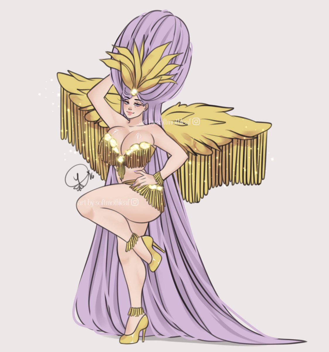 softmothleaf's tweet photo. commission for @Paradoxkings 

#longhair #hairstyle #hair #showgirl #bighair https://t.co/nLedBEh5PZ