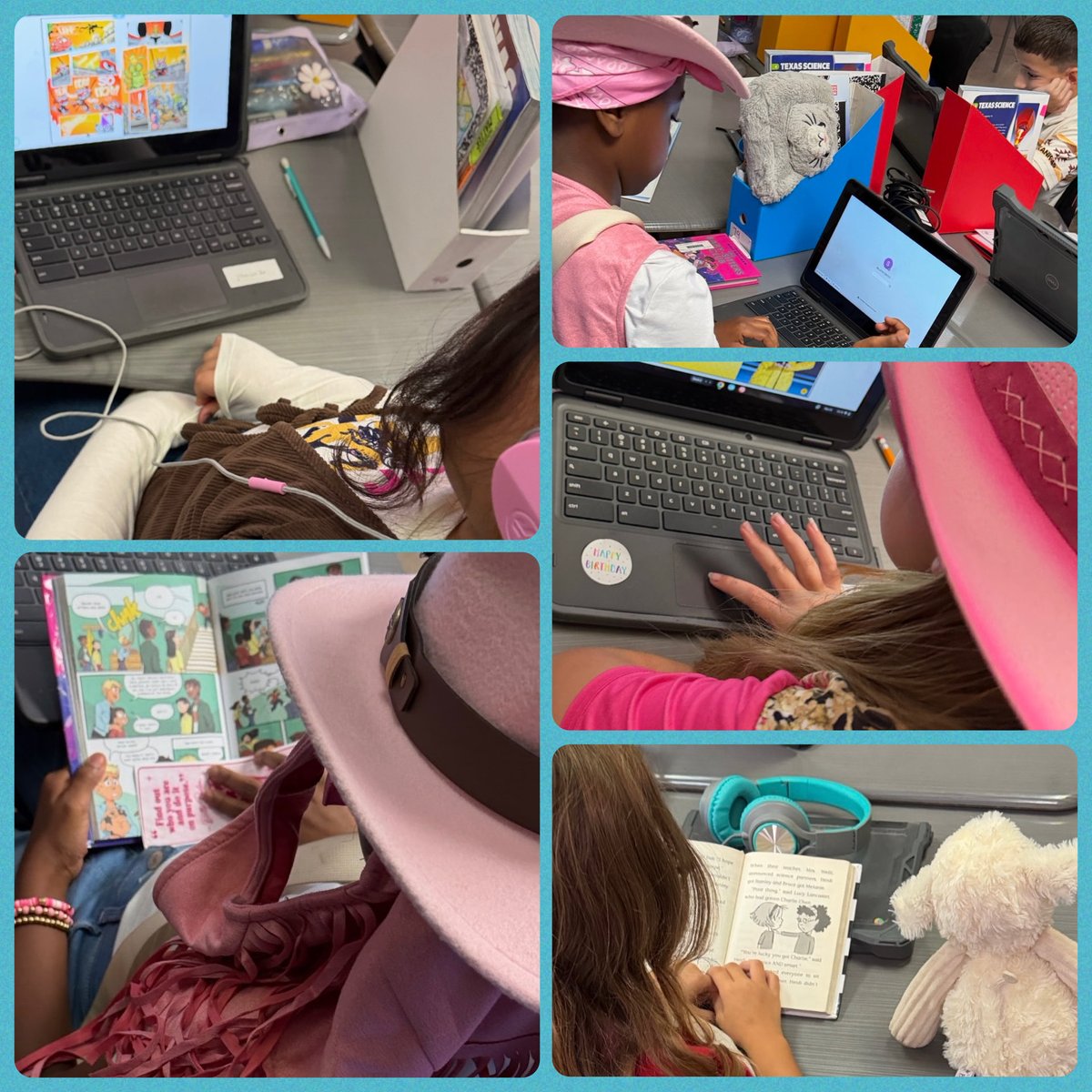 LBJelementary's tweet photo. Ms. Stubbs 4th Graders reading during the HEB Big 3 Reading In! 2026 Read 3 Big Texas Read In⭐️ #Read3ReadIn #HEB 📚@HEBexcellence @HEB @LBJelementary @EctorCountyISD https://t.co/4apXZpJ74g