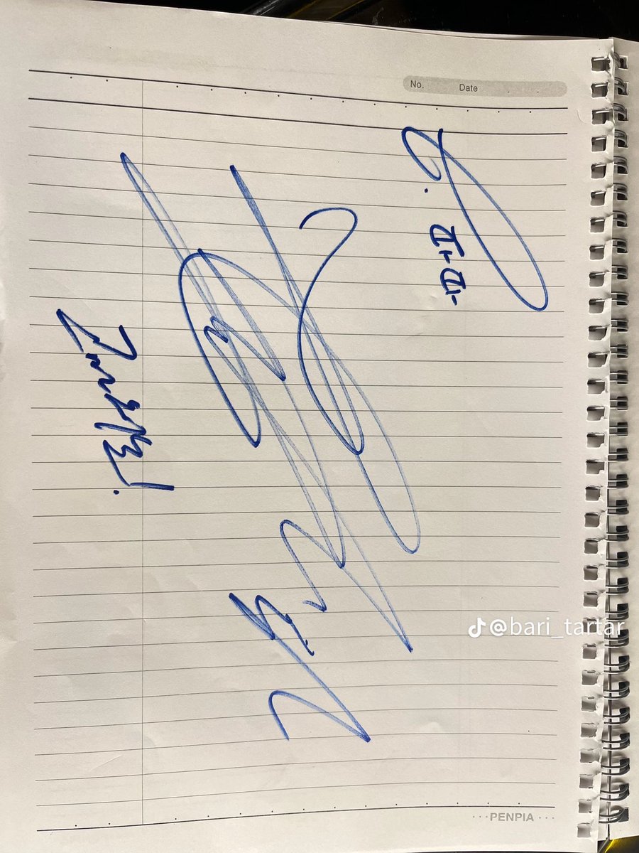 taeguide's tweet photo. Taehyung left his signature for an ARMY who worked at a restaurant he went to with his friends. 

OP described her interaction with him:

I still honestly can’t believe it. All I knew was that I wanted to cry, and I was literally shaking. His face was sooo tiny. When he first came in, my older sister was like, “Is that Taehyung?” because he looked so much like him. But I still didn’t believe it and kept saying, “No, no way, it can’t be him.” She told me, “If you don’t believe me, go downstairs and take a look,” and that was when I actually looked.

I completely froze. I was wondering if it really was Taehyung, and I didn’t know whether I should ask him or not. But eventually I couldn’t hold it in anymore, so I shyly asked, “I’m really sorry to bother you, but… are you Taehyungie?”

And this seriously handsome man just sat there with such an intimidating expression, so I got even more nervous. I thought, “Surely it can’t be him…” I’d only taken a step or two when he gently said, “I’m really sorry too, but… would it be okay if you didn’t play our songs?”

I was completely caught off guard because, of all songs, I had literally been playing ‘Dope’ at that exact moment. 😭

So I quickly said, “Yes, yes, of course, I’ll turn it off,” and hurriedly switched it off. Then, when they were about to finish eating and leave, I asked, “Would it be okay you left an autograph?”

He apologized and said, “I’m really sorry, but I don’t think I can.”

So I felt bad too and said, “It’s okay, I’m sorry,” before turning around and leaving. I was worried that he might feel uncomfortable, so I tried to act like I didn’t know who he was. Whenever their table ordered something, I would just go over and serve it myself.

Then, one time, he spoke first and said, “When I finish eating and leave, I’ll leave an autograph for you, okay?”

I was SO happy that I was literally shaking while serving their food. His whole group started laughing too. 

Then I told them, “He’s actually my favorite, and JK is too,” and they all started laughing again. ㅋㅋㅋ

Before they left, one of his friends came over and said, “Normally he doesn’t give these out” and took my name before going over to Taehyungie with it.

When they left, he had left his signature on the table for me.