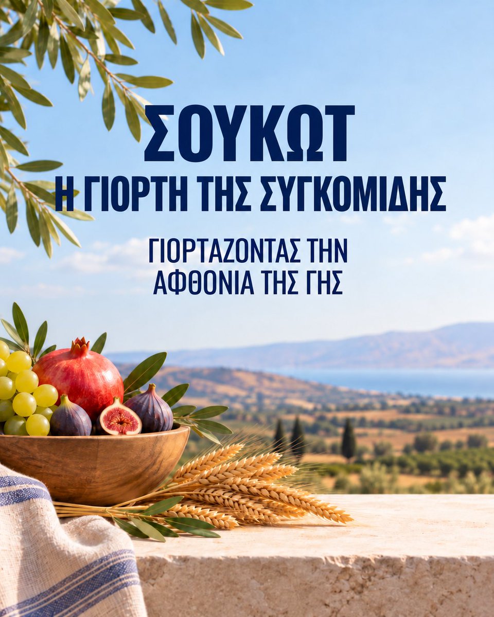 IsraelinGreece's tweet photo. Το Σουκώτ είναι γνωστό και ως Γιορτή της Συγκομιδής. 🌾🍇🌿

Εδώ και χιλιάδες χρόνια, οι Εβραίοι γιορτάζουν τη συγκομιδή των καρπών της Γης του Ισραήλ, εκφράζοντας ευγνωμοσύνη για τη γη και όσα προσφέρει.

Ο λαός του Ισραήλ. Η Γη του Ισραήλ. Ένας δεσμός που διατηρείται ζωντανός από γενιά σε γενιά. 🇮🇱

Χαγκ Σουκώτ Σαμέαχ!

Sukkot is also known as the Festival of the Harvest. 🌾🍇🌿

For thousands of years, Jews have celebrated the gathering of the harvest from the Land of Israel — giving thanks for the land and everything it provides.

The People of Israel. The Land of Israel. A connection that has endured for generations. 🇮🇱

Chag Sukkot Sameach!