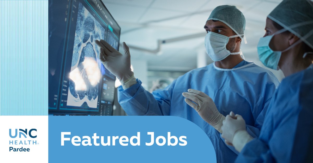 unchealthpardee's tweet photo. Your next career move could be right here!
At UNC Health Pardee, we’re looking for talented teammates to join our team across clinical, administrative, and support roles.
Explore these #FeaturedJobs at https://t.co/1fEmEpWUmi https://t.co/LYx7ffhgxR