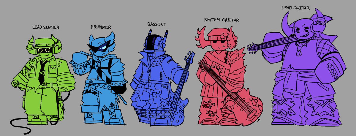 Askef1se's tweet photo. With the power of music they're gonna save Crossroads!! (I started missing that band au drawing Soda made with Boom and Vine and I had a funny idea) #phighting https://t.co/Q5Vqe8V5sS