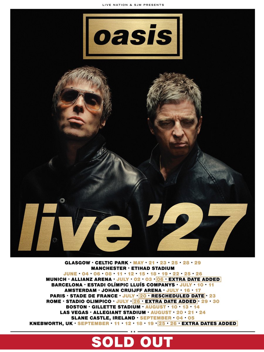 oasis's tweet photo. Tickets for Oasis Live ‘27 have now sold out.
See you in 2027! https://t.co/Gv2p9fKbcI
