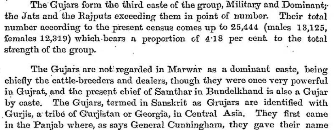 thrcindia's tweet photo. L0w Caste Gujjars formed 4.18% of Total Population of Marwar, where their women were favorite among Rajputs to be used as Milkservent as  'Dhabais' and their men worked as Charwahe Cattle-breeder.Not even a single inch of west-up was ruled by Charwahe. Kam Bola Kar Choti Jaat Ke https://t.co/ObSj7NFsWv
