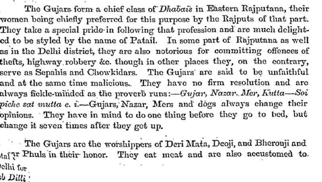 thrcindia's tweet photo. L0w Caste Gujjars formed 4.18% of Total Population of Marwar, where their women were favorite among Rajputs to be used as Milkservent as  'Dhabais' and their men worked as Charwahe Cattle-breeder.Not even a single inch of west-up was ruled by Charwahe. Kam Bola Kar Choti Jaat Ke https://t.co/ObSj7NFsWv
