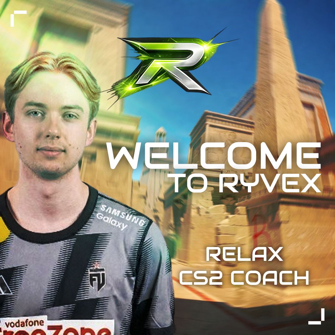 RyvexOrg's tweet photo. Let's give a warm welcome to @relaxcs2 who's stepping in as a coach for our CS2 team!
He previously worked with Swaggy on Nostalgia and even coached FUT Academy, so there's no doubt about his experience.
#BuiltForDominance https://t.co/7V417YCdKe