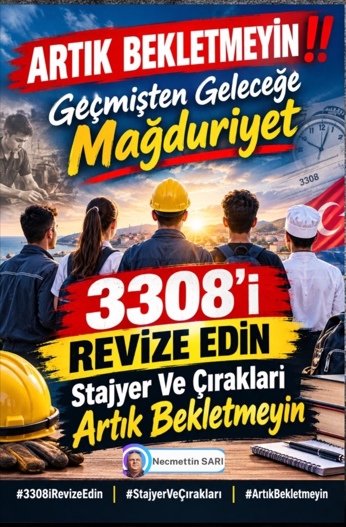 HasanAYDIN10187's tweet photo. Kandırılmışız Bilemedik
Sayın
@RTErdogan
@dbdevletbahceli
@_cevdetyilmaz
@isikhanvedat
@Yusuf__Tekin
@memetsimsek
@MahinurOzdemir
@efkanala
@mustafaelitas
@_fatihsahin
@Hayati_Yazici
@aliihsanyavuz54
@erkankandemir
@hby34
@zorlu77
@eyupkadirinan
@abuyukgumus
@acarfaruka
@mustafademir
@avhamzadag
@ZeybekciNihat
@belginuygur10
@drbetulsayan 
@SirakayaZafer 
@drbetulsayan
@avyusufibis
@avabdullahguler
@akbasogluemin 
@abdulhamitgul
@Yenisehirlioglu
@leylasahinusta
@erkanakcay45
@ifarukaksu
@oozgurbayraktar
@bakiersoymhp 
@fevzizirhlioglu 
@buyukataman
@MKalayci42
@PrfDrFilizKilic
@ismailozdemirrr
@yasaryldrmMHP
@YildizFeti
@celal_adan
@drpelinyilik
@KarakayaMevlut
@buyukataman
@mhpvahitkayrici
@KverSemih

Yıllarca emek verdik, öğrendik, çalıştık. Daha genç yaşta iş hayatına atılarak ülkemize ve ekonomimize katkı sunduk. Ancak bugün, o yılların emeğinin emeklilik hesabında yok sayılması bizlerde derin bir kırgınlık oluşturuyor.
Bizler staj ve çıraklık dönemlerimizin yalnızca birer başlangıç olmadığını, gerçek bir çalışma hayatının parçası olduğunu düşünüyoruz. O günlerde üzerimize düşen sorumluluğu yerine getirirken gelecekte yaşayacağımız bu mağduriyeti bilmiyorduk. Şimdi ise hakkımızın ve emeğimizin görülmesini istiyoruz.
Tek isteğimiz ayrıcalık değil, adalettir. Yıllar önce verdiğimiz emeğin ve döktüğümüz alın terinin karşılığını görmek, emeklilikte hakkımız olanın teslim edilmesini istiyoruz. Staj ve çıraklık mağduriyetinin giderilmesi, binlerce insanın yıllardır taşıdığı umudun yeniden yeşermesi olacaktır.

Mağduriyetin Başlangıcıymış Bilemedik
#BuVatanınEvlatlarıOlan
#StajyerVeÇıraklar
#AdaletArayışında
