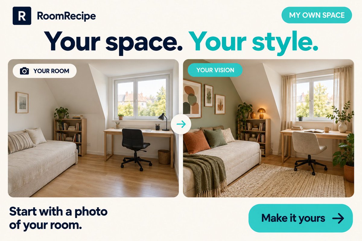 RoomRecipe_RR's tweet photo. Your room, reimagined!!

🌿Sage green, soft textures, and warm lighting bring a personal touch to a small workspace. Start with a photo and explore your vision with RoomRecipe.

#HomeOffice #RoomMakeover #CozySpaces #RoomRecipe https://t.co/xlNYzPBDNa