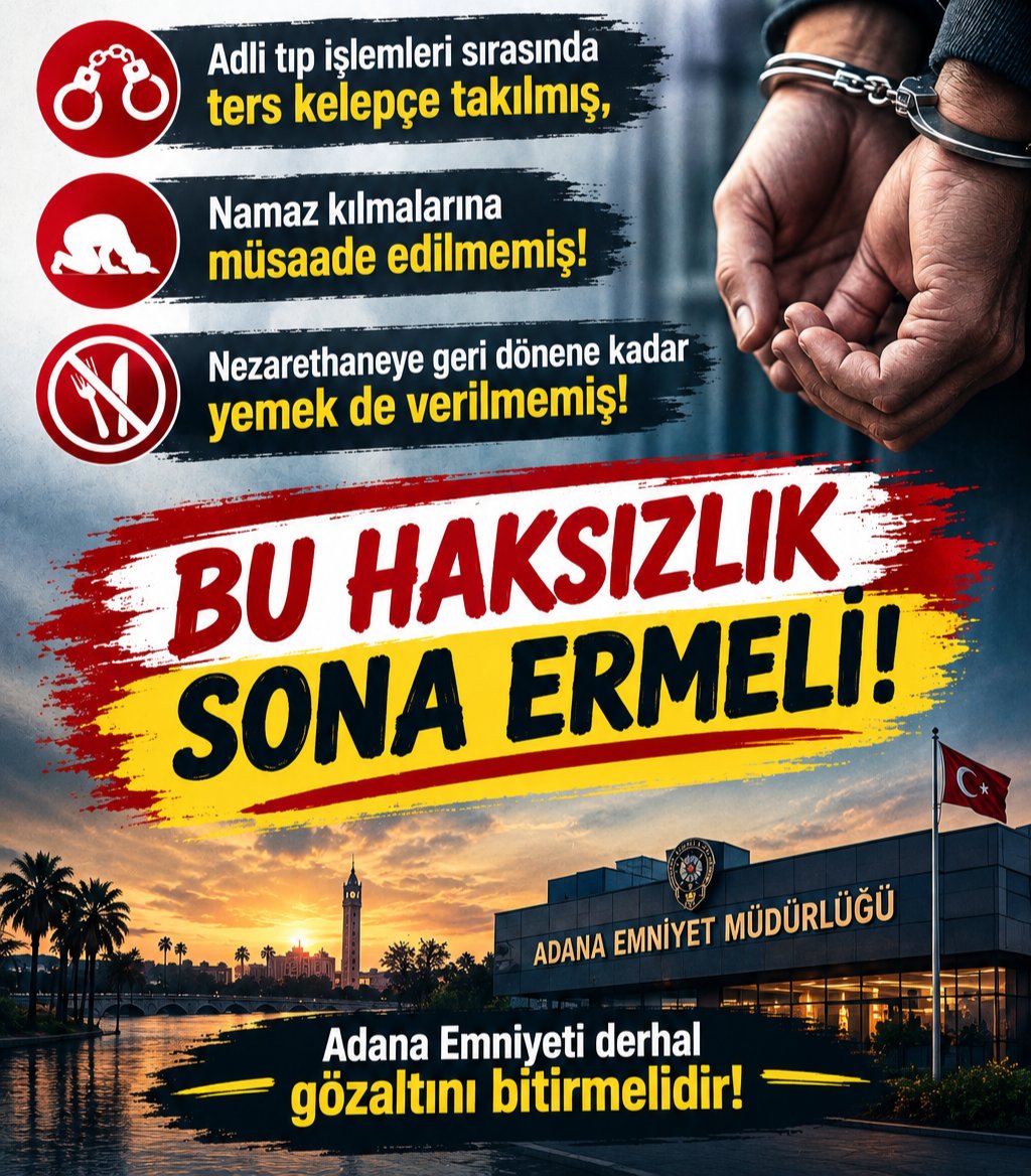 GantepFurkan's tweet photo. Furkan Hareketi mensubu kardeşlerimize Adana Emniyetinde zulüm!

Kardeslerimizin en temel hakları engelleniyor. 6 saattir vakit namazlarına, yemek ve lavabo ihtiyaçlarına dahi müsaade edilmiyor!

Yeni Türkiye, Akp Türkiye'si!

#AdanaEmniyeti
Gözaltında KötüMuamele https://t.co/pwH8PVxIVY