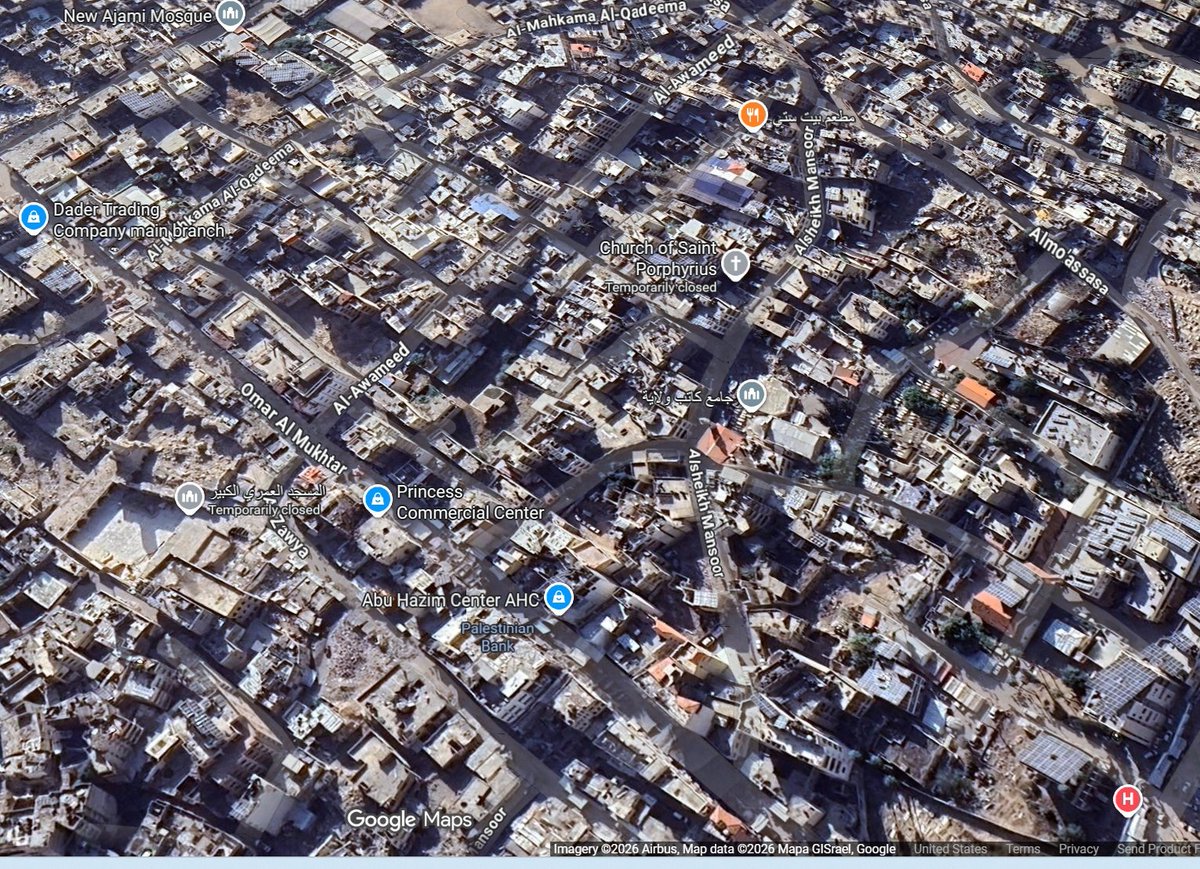 Grav1metric's tweet photo. I'm glad you posted this because I just spent an hour on google maps, looking at Gaza. It showed me that you and the rest of the "Free Palestine" crew are clearly cherry-picking images and only posting images of the destruction. I made sure that every image I looked at was taken in 2026 and what I saw is that the majority of Gaza remains untouched by Israel. I encourage anyone reading this to look for yourself and you'll see that these liberal lunatics are lying and only posting images that back up their "genocide" nonsense. Has Israel blown shit up, yes. But it's nowhere near as bad as they're saying it is.