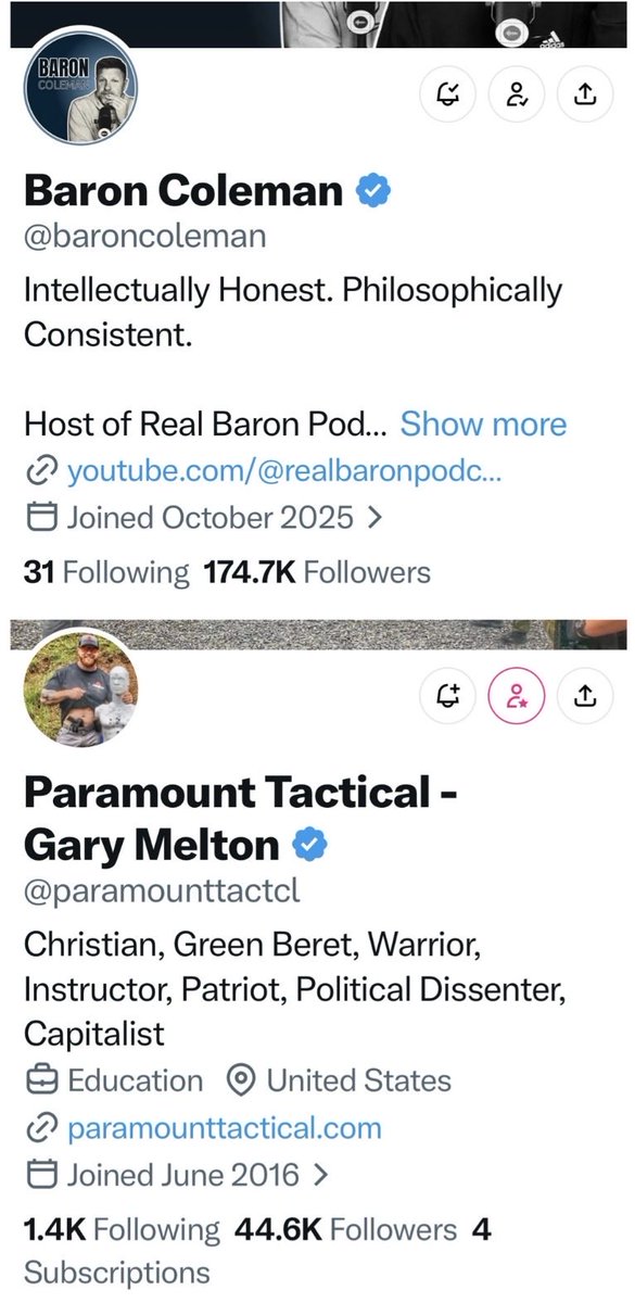 KayeEllen's tweet photo. 174.7k followers vs. 44.6k followers…speaks volumes. 
@baroncoleman 
@paramounttactcl https://t.co/pNHQxug8I8