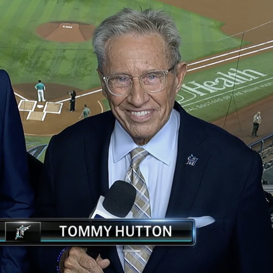 FishOnFirst's tweet photo. Here's Tommy Hutton, ready to work his final game ever as a Marlins TV analyst 🥹 https://t.co/Pjxq3AoIwq