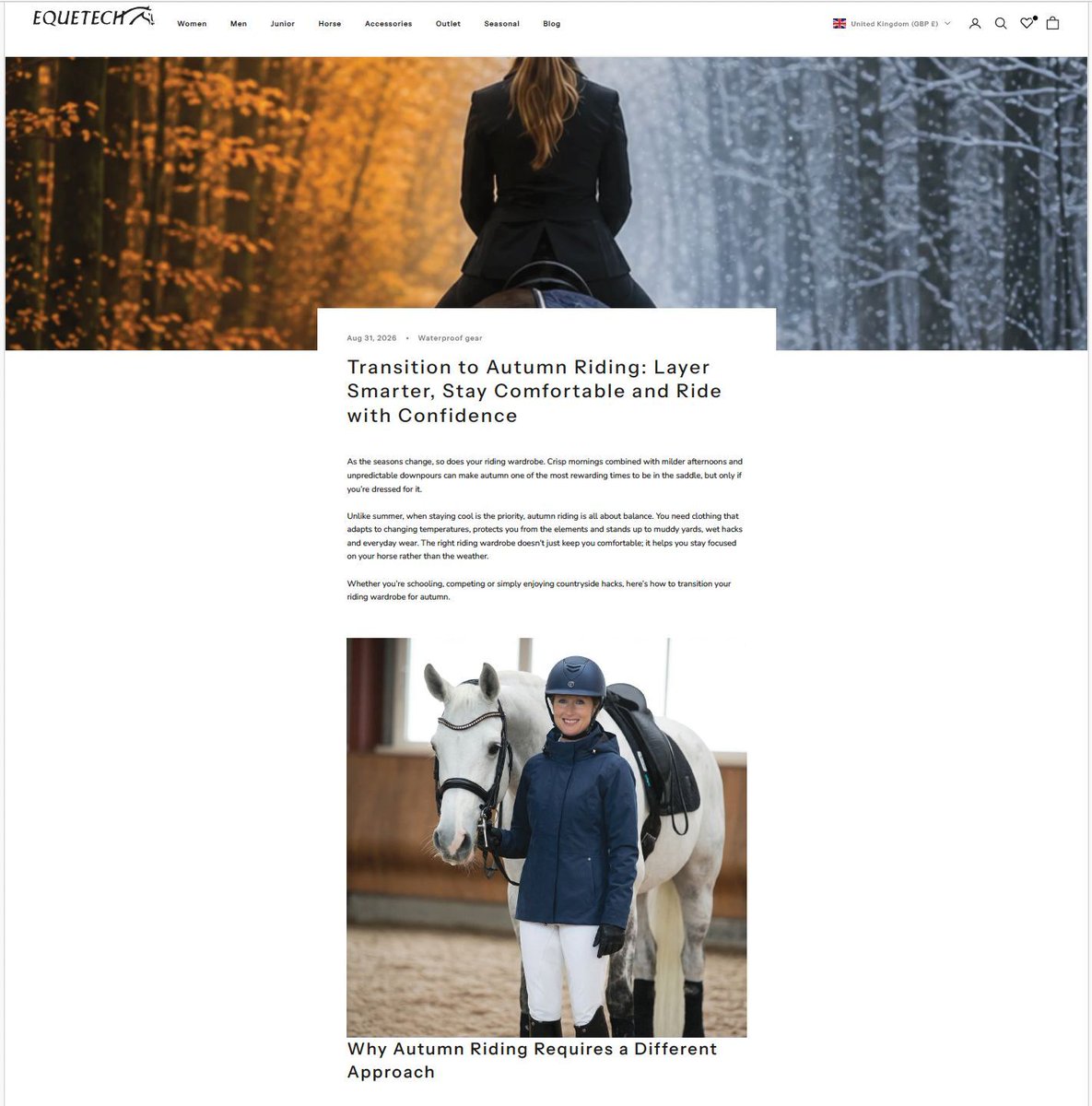 equetech's tweet photo. Have you seen our blog section on our new website? It's full of expert advice and tips, including our latest blog on getting the most from your autumn riding wardrobe and heading into the winter months 🍁🌨️ ⤵️

#equestrianrider #equestrianclothing https://t.co/9MM7BRpgD4