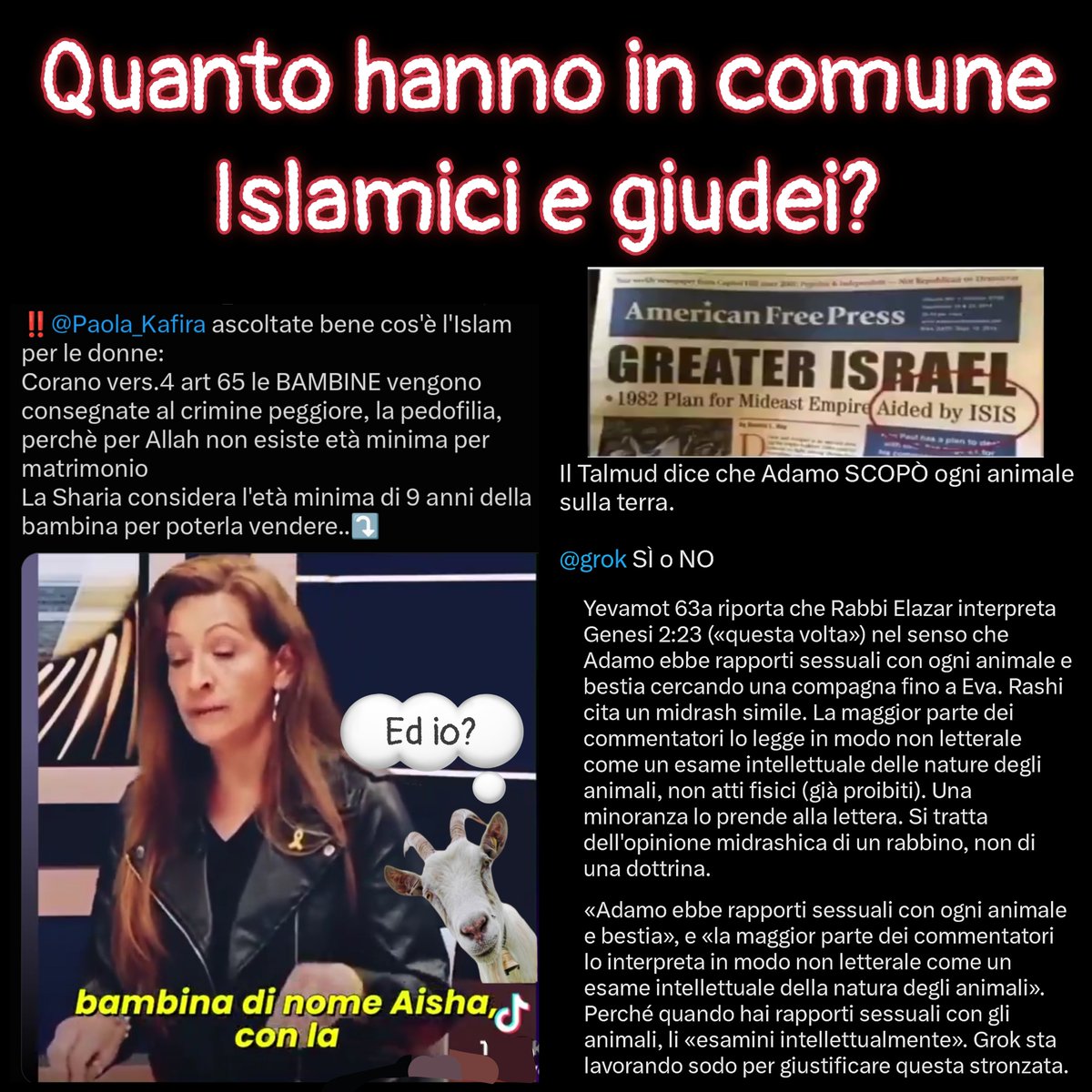 evolversim's tweet photo. @RabbiJeffx Islamici e giudei hanno molto in comune, in verità.

Molto. https://t.co/VXq6NZrdSt