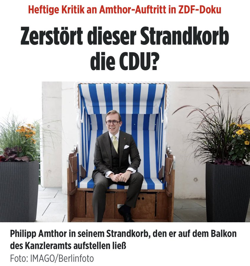 mainstreamwatch's tweet photo. Frage an Grok: "Wer hat eigentlich den Strandkorb von Amthor bezahlt?"
Antwort: "Es spricht alles dafür, dass der Strandkorb – wie die restliche Büroausstattung – aus öffentlichen Mitteln stammt."
Noch Fragen?
#InsideCDU https://t.co/1FEEf6th5b