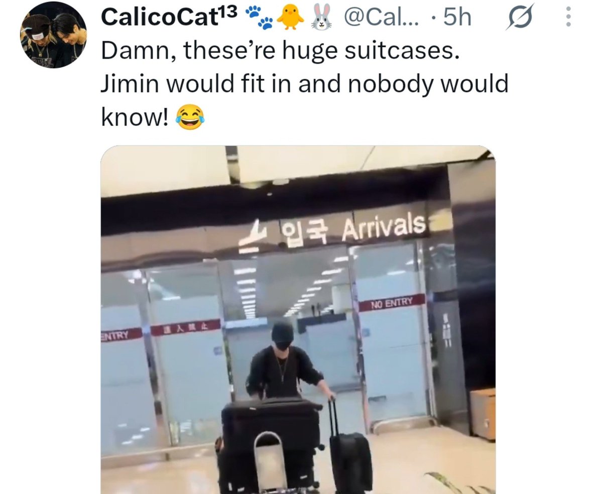 jjkofvante's tweet photo. There's no cure for this mental illness.

Jokers believe Jungkook is roaming around, hiding their 🐥fav in his big suitcase. https://t.co/oxDkFUzFS6