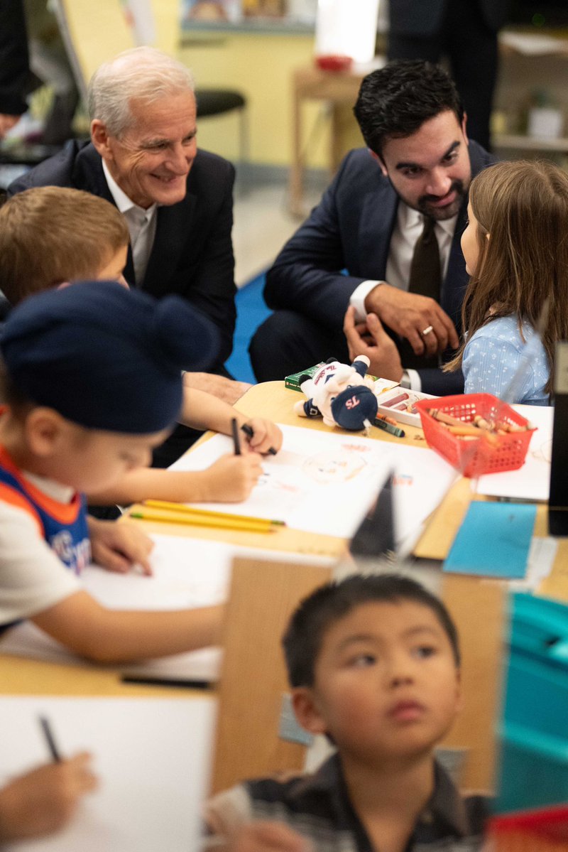 NYCMayor's tweet photo. This week, I joined students at P.S. 59 alongside Norway’s Prime Minister Jonas Gahr Støre to talk about how our two countries are approaching AI’s impact on young minds.

Our new policy limits student-facing AI use from 2-K through eighth grade, reflecting Norway’s approach: kids need to learn to think critically, use their imaginations, and stay curious.